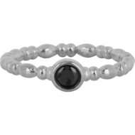 Charmin's Stalen Ring met Zwart Rond Steentje R1503 &ndash; Vintage en strak