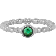 Charmin's Stalen Ring met Donker Groen Rond Steentje R1507 &ndash; Vintage en fris