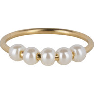Charmin's Ring Draaiende Parels Anxiety Fidget Goudkleurig Staal R1365