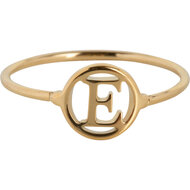 Charmin&rsquo;s initialen open ronde zegelring Goldplated R1121 Letter E