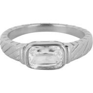 Bague Charmin en acier avec pierre en cristal et gravures R1350 &ndash; Classique vintage