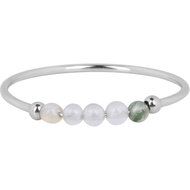 Charmin's Anxiety Ring NaturalStones Mosagaat Beads Staal R1328
