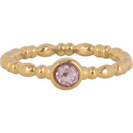Charmin's Goudkleurige Ring met Roze Rond Steentje R1506 &ndash; Speels en Elegant