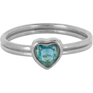 Charmin's Steel Double Ring with Crystal Blue Heart R1519 &ndash; Avant-garde love