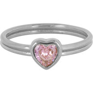 Charmin's Steel Double Ring with Crystal Pink Heart R1515 &ndash; Avant-garde Love