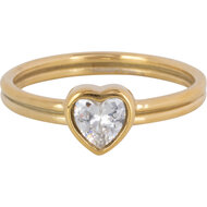 Charmin's Gold-Colored Double Ring with Crystal Heart R1512 &ndash; Tough Love