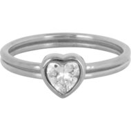 Charmin's Steel Double Ring with Crystal Heart R1511 &ndash; Avant-garde Love
