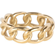 Charmin's Goudkleurige Gourmet Schakel Ketting-ring Staal R1375
