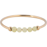 Charmin's Anxiety Ring NaturalStones Citroen Jade Beads Goudkleurig R1337