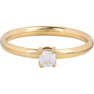 Charmin&rsquo;s Klassieke Solitair 2,2mm Ring Witte Steen Goud R1431