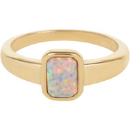 Charmin's Signet Ring Opal Gold Square R1179