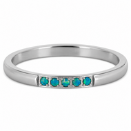 Charmin&rsquo;s Memoire Ring R1125 Vijf Steentjes Blauwe Opaal Staal