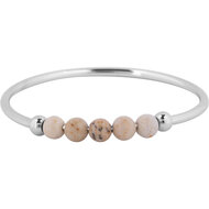 Charmin's Anxiety Ring Natural Stones Agaat en Jaspis Beads Staal R1314