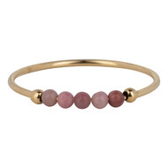 Charmin's Goudkleurige Anxiety Ring Rhodochrosiet Edelsteen Kraal Staal R1201