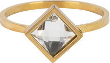 Charmin’s stapelring goud R729 Modern Square Crystal CZ Gold Staal