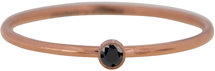 Charmin’s s stapelring rosé-goud R494 Shine Bright 2.0 Rose with black crystal Staal