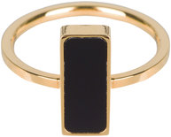 Charmin’s stapelring goud R537 Fashion Seal Rectangle Gold with Black Stone Staal