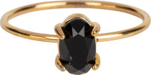 Charmin’s stapelring goud R652 Shine Big Gold Black CZ Staal