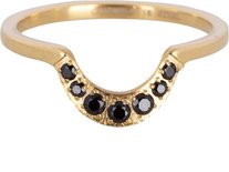 Charmin’s stapelring goud R549 Half Moon Black CZ Gold Staal