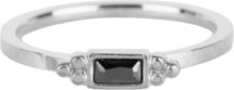 Charmin’s stapelring staal R633 Royal Rectangle Shiny Steel Black CZ