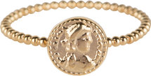 Charmin’s goudkleurige zegelring R625 Roman Coin goldplated staal