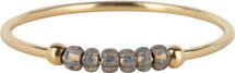 Charmin's R1143 Anxiety Ring Palm Taupe Soft Green Beads Goldplated
