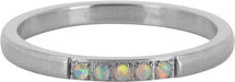 Charmin’s Memoire Ring R1135 5 Steentjes Wit-Blauwige Opaal Staal
