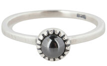 Charmin’s stapelring zilver R297 Hematite 'Natural Stone'