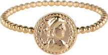 Charmin’s goudkleurige zegelring R625 Roman Coin goldplated staal