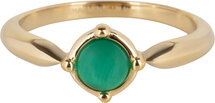 Charmin’s Ronde Goudkleurige Ring met Groene Cateye R1172