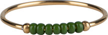 R0988 Anxiety Ring Palm Olivegreen Beads Goldplated