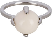 Charmin’s stapelring staal R582 Big Rock Shiny Steel Milky White Stone