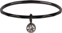 Charmin’s R579 Dangling Crystal CZ Black Steel