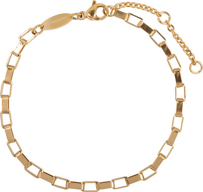 CB49 Rectangle Shackle Braclet Gold Steel