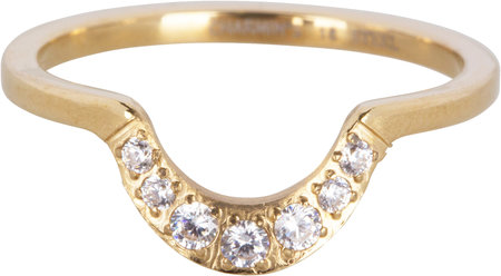 Charmin’s goudkleurige stapelring R551 Half Moon Crystal goldplated staal
