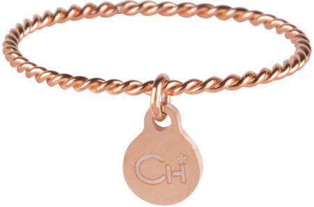 Charmin’s rosĂ©goudkleurige stapelring R570 Dangling Coin rosĂ©-goldplated staal