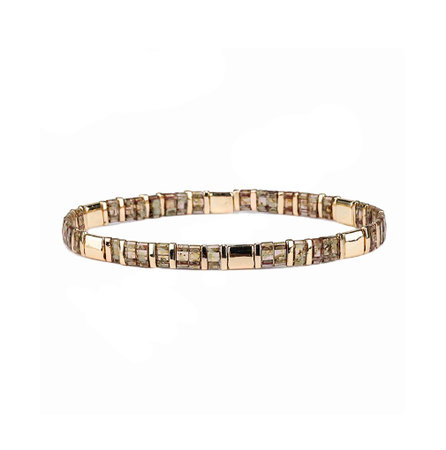 Miyuki armbandje Goldplated Taupe