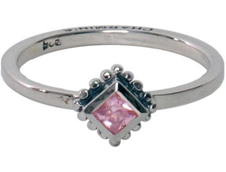 OP=OP Charmin's stapelring zilver R009 Pink 'Diamond Ace' STAFFELKORTING