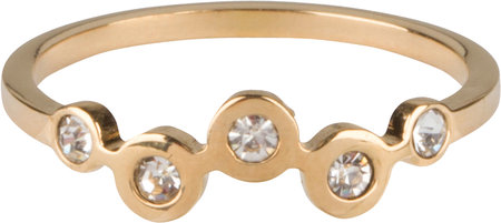 Charmin’s goudkleurige stapelring R658 Bubbels Crystal goldplated staal