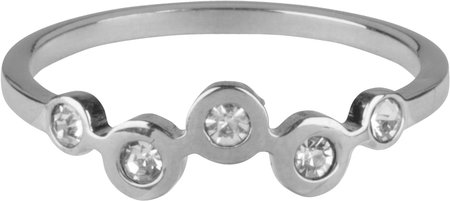 Charmin’s stapelring staal R657 Bubbels Crystal CZ Shiny Steel
