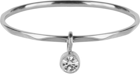 Charmin’s stapelring staal R576 Dangling Crystal CZ Shiny Steel
