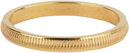 Charmin’s goudkleurige stapelring R604 Stripes goldplated staal