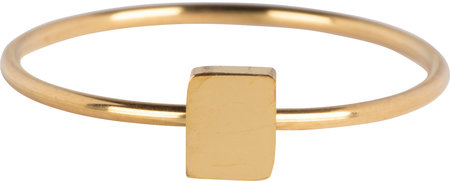 Charmin’s goudkleurige stapelring R721 Minimalist Rectangle goldplated staal