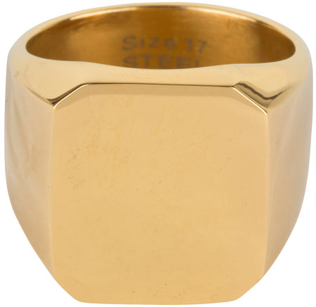 Charmin’s goudkleurige stapelring R595 Vintage Seal Stylish goldplated staal