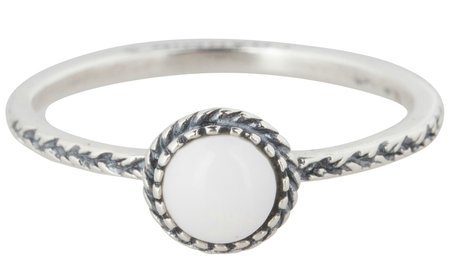 Charmin’s stapelring zilver R292 White 'Crown Nat Stone'