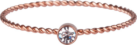 Charmin’s rosĂ©goudkleurige stapelring R946 Shine Bright Twisted Rosegoldplated and white crystal