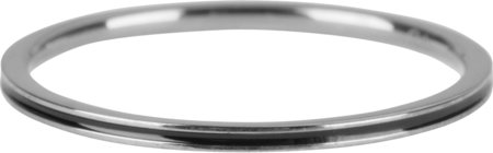 Charmin’s stapelring staal R698 Petite Shiny Steel Black Enamel