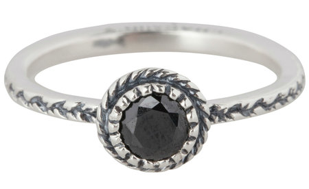 Charmin’s stapelring zilver R289 Black 'Crown Diamond'