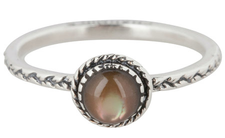 Charmin’s stapelring zilver R294 Brown 'Crown Nat Stone'
