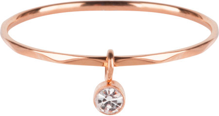Charmin’s rosĂ©goudkleurige stapelring R578 Dangling Crystal rosĂ©-goldplated staal